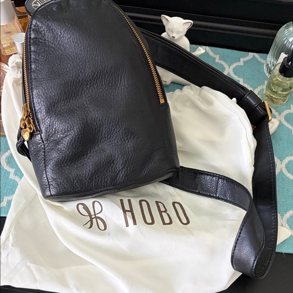 HOBO Handbags - HOBO Black Leather Crossbody Sling with Gold-Tone Accents